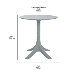 Outdoor Resin Dining Set with 1 Round Table and 4 Stackable Chairs - Grey