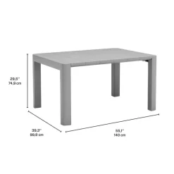 Outdoor Resin Rectangular Dining Table - Grey