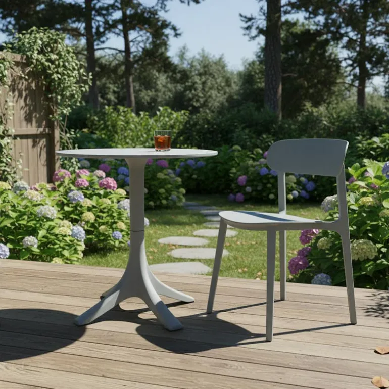 Outdoor Resin Round Table - Grey