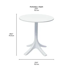 Outdoor Resin Round Table - White