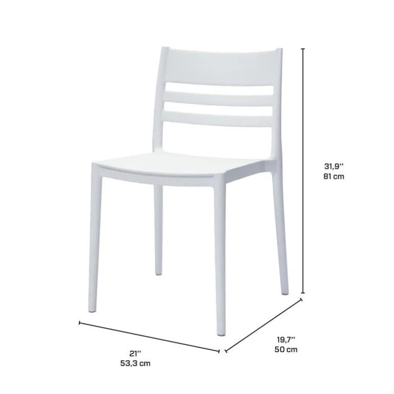 Outdoor Resin Stackable Chairs with Square Seat and Back (Set of 4) - White