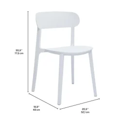 Outdoor Resin Stackable Chairs with Round Seat and Back (Set of 4) - White