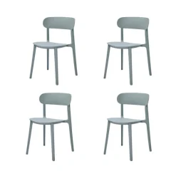 Outdoor Resin Stackable Chairs with Round Seat and Back (Set of 4) - Grey