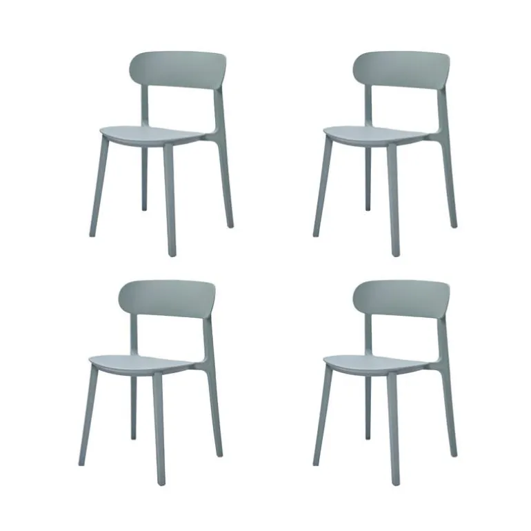 Outdoor Resin Stackable Chairs with Round Seat and Back (Set of 4) - Grey