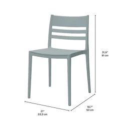 Outdoor Resin Stackable Chairs with Square Seat and Back (Set of 4) - Grey