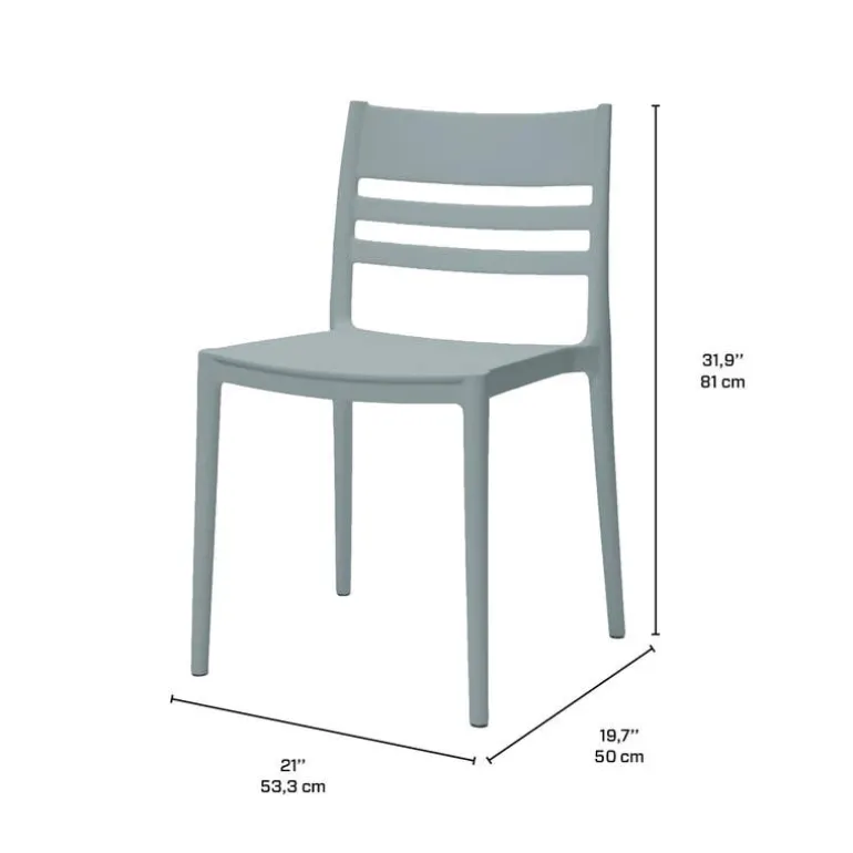 Outdoor Resin Stackable Chairs with Square Seat and Back (Set of 4) - Grey