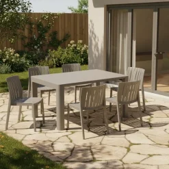 Outdoor Resin Stackable Chairs (Set of 2) - Grey