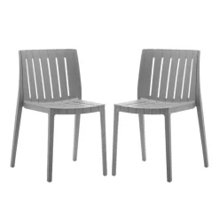 Outdoor Resin Stackable Chairs (Set of 2) - Grey