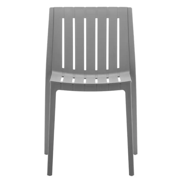 Outdoor Resin Stackable Chairs (Set of 2) - Grey