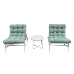 Outdoor Steel Conversation Set with Coffee Table - 3 pcs, Turquoise