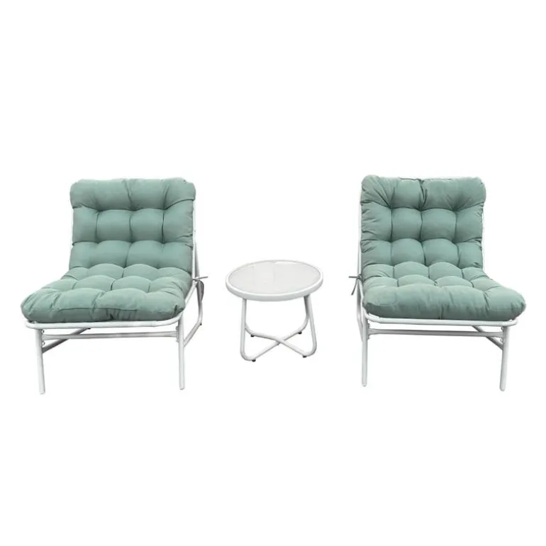 Outdoor Steel Conversation Set with Coffee Table - 3 pcs, Turquoise
