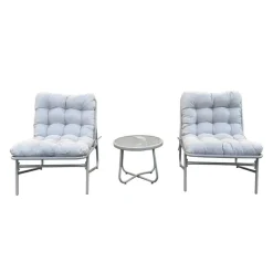 Outdoor Steel Conversation Set with Coffee Table - 3 pcs, Grey