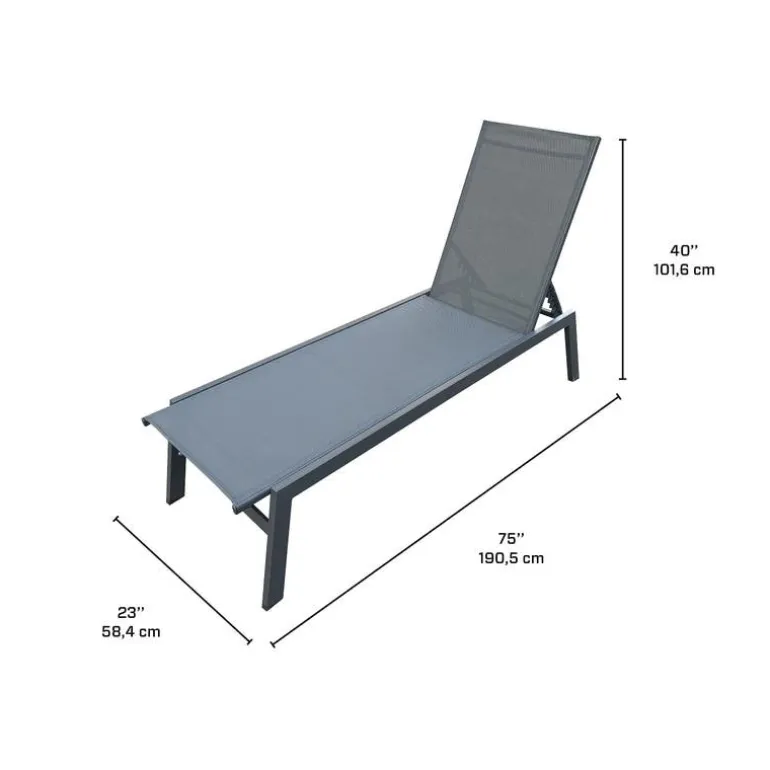 Outdoor Textilene Lounge Chair - Grey