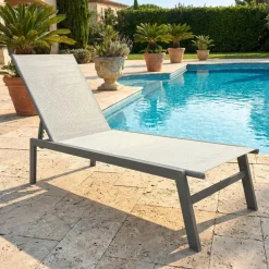 Outdoor Textilene Lounge Chair - Beige