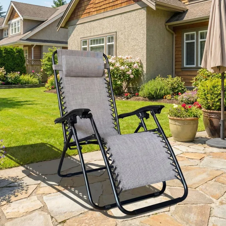 Outdoor Textilene Zero Gravity Folding Chair - Grey