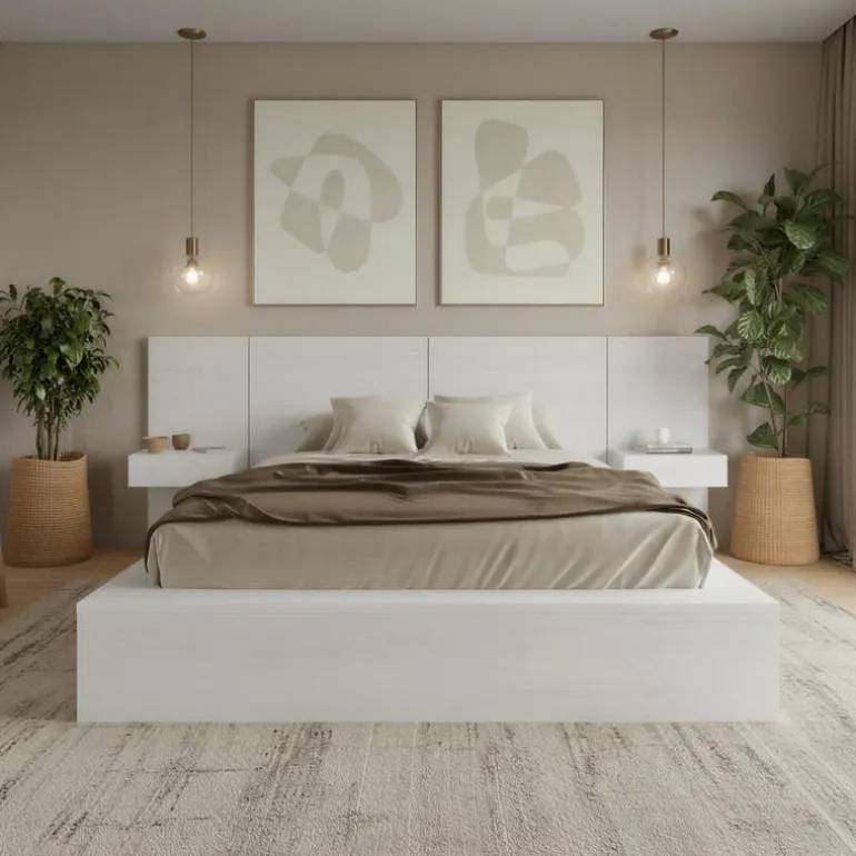 4-Piece King Bedroom Set with Floating Nightstands (78") - Nexera