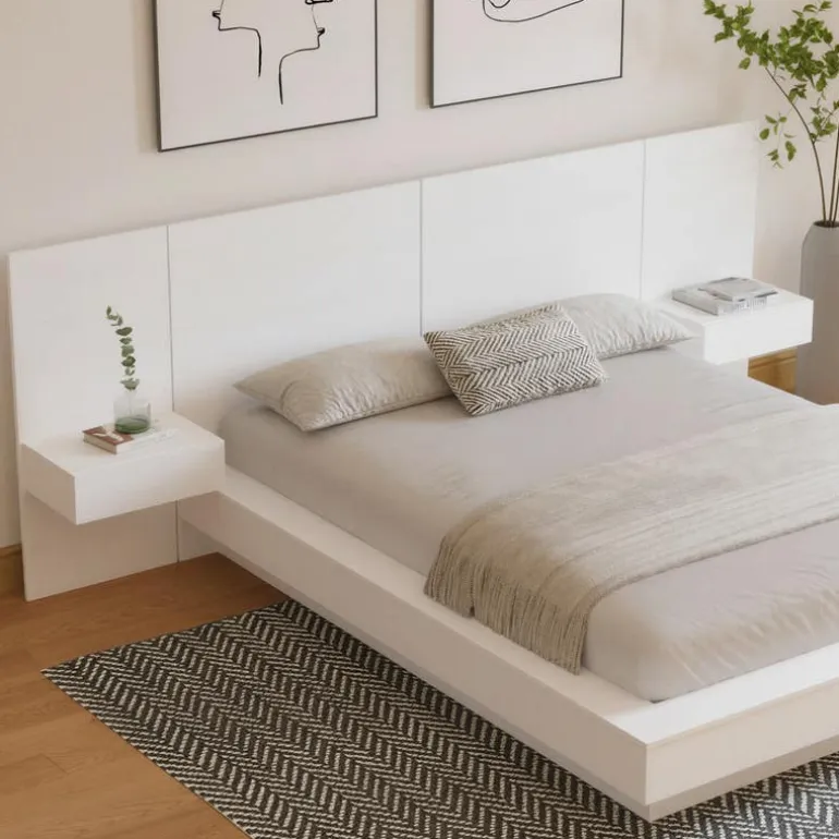 4-Piece King Platform Bedroom Set with Floating Nightstand (78") - Nexera