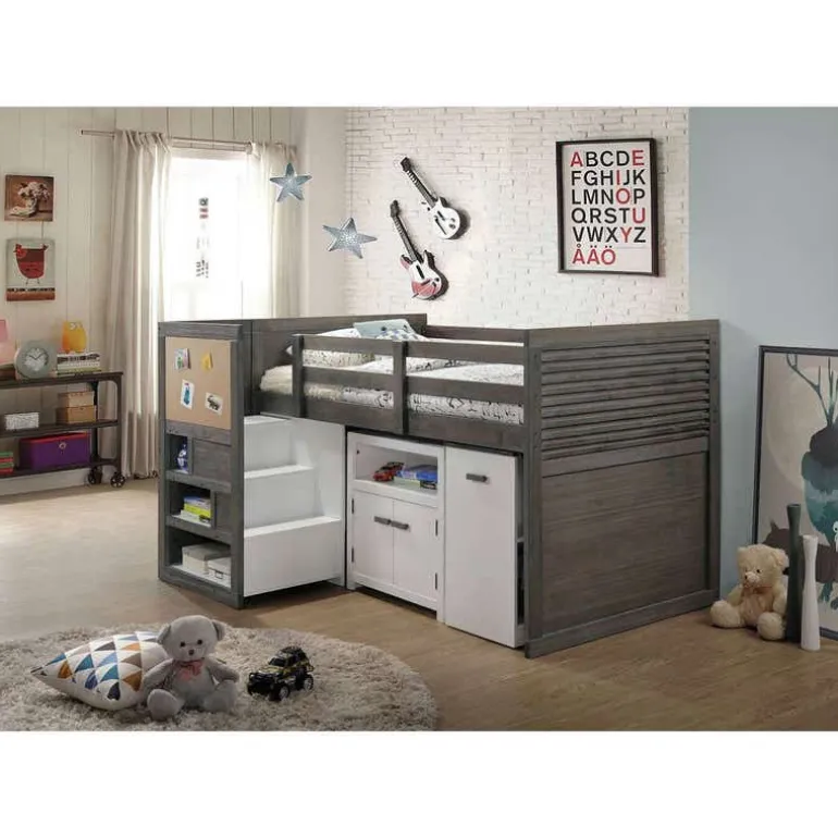 5-Piece Twin Loft Bed with Storage and Desk (39")