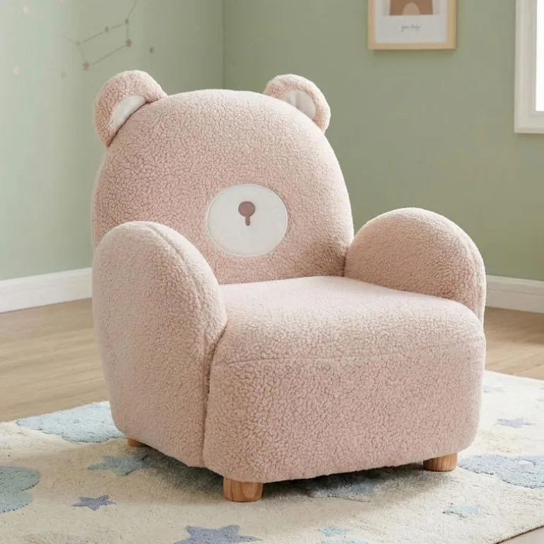 Pink Bear-Shaped Kids Armchair – 22.4" x 22.6" x 22.4"