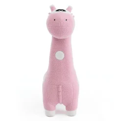 Pink Giraffe-Shaped Kids Pouf – 29.5" x 11.4" x 40.2"