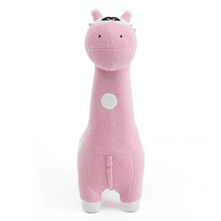 Pink Giraffe-Shaped Kids Pouf – 29.5" x 11.4" x 40.2"