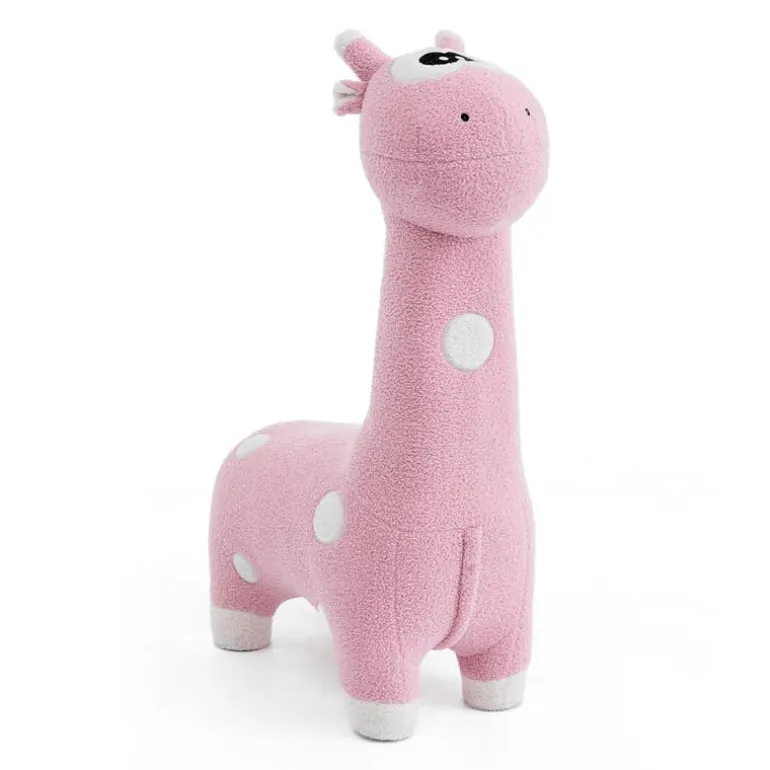 Pink Giraffe-Shaped Kids Pouf – 29.5" x 11.4" x 40.2"
