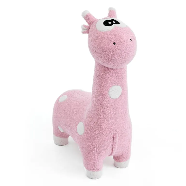 Pink Giraffe-Shaped Kids Pouf – 29.5" x 11.4" x 40.2"
