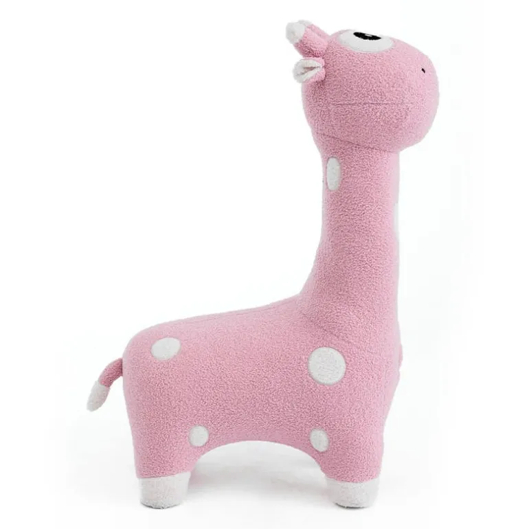 Pink Giraffe-Shaped Kids Pouf – 29.5" x 11.4" x 40.2"