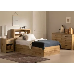 Platform Bed with Storage and Bookcase Headboard (54") - South Shore