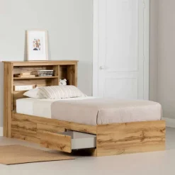 Platform Bed with Storage and Bookcase Headboard (54") - South Shore