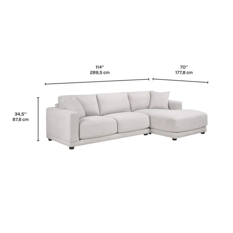 Plushy Sectional with Right-Side Chaise