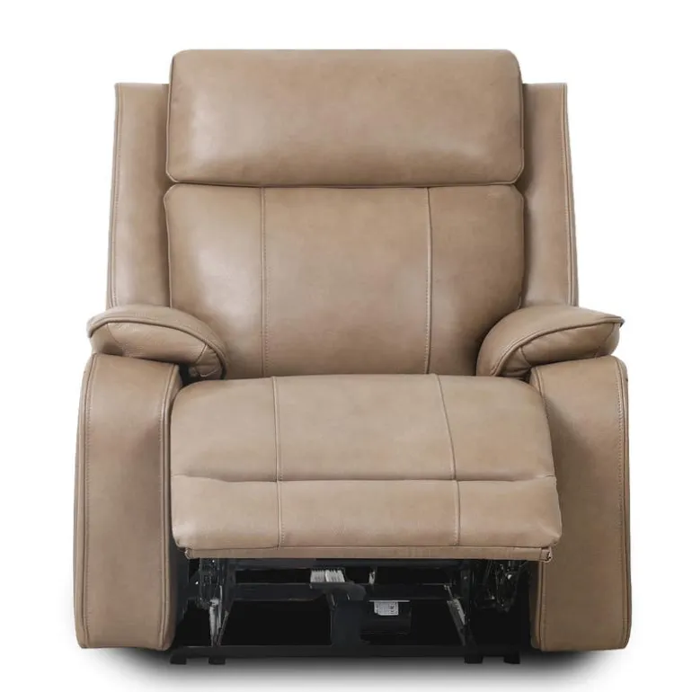 Power Leather Recliner with Adjustable Headrest - Taupe