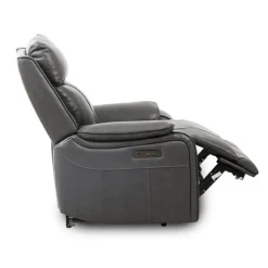 Power Leather Recliner with Adjustable Headrest - Grey