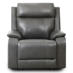 Power Leather Recliner with Adjustable Headrest - Grey