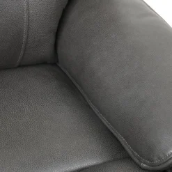Power Leather Reclining Loveseat with Adjustable Headrests - Grey