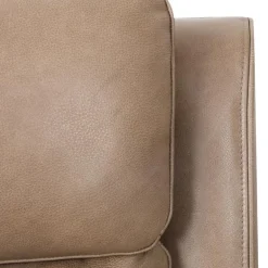 Power Leather Reclining Loveseat with Adjustable Headrests - Taupe