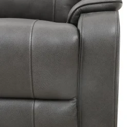 Power Leather Reclining Sofa with Adjustable Headrests - Grey