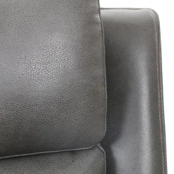 Power Leather Reclining Sofa with Adjustable Headrests - Grey