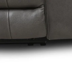 Power Leather Reclining Sofa with Adjustable Headrests - Grey
