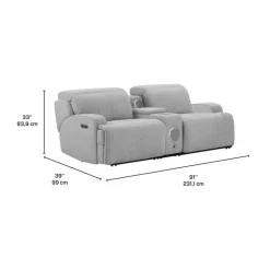 Power Modular Loveseat and Console with Built-In Audio System - 3 pcs