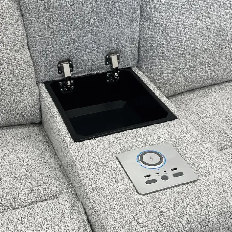 Power Modular Loveseat and Console with Built-In Audio System - 3 pcs