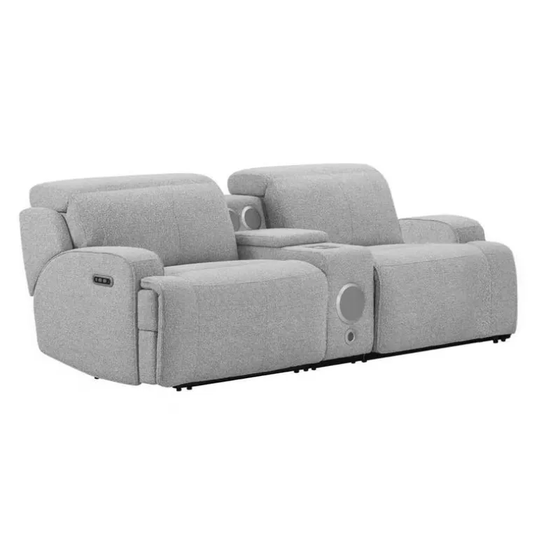 Power Modular Loveseat and Console with Built-In Audio System - 3 pcs
