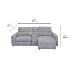 Power Modular Loveseat with Left-Side slider, Right-Side Chaise with Storage, and Console - 3 pcs