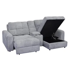 Power Modular Loveseat with Left-Side slider, Right-Side Chaise with Storage, and Console - 3 pcs