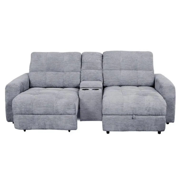 Power Modular Loveseat with Left-Side slider, Right-Side Chaise with Storage, and Console - 3 pcs