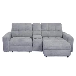 Power Modular Loveseat with Left-Side slider, Right-Side Chaise with Storage, and Console - 3 pcs