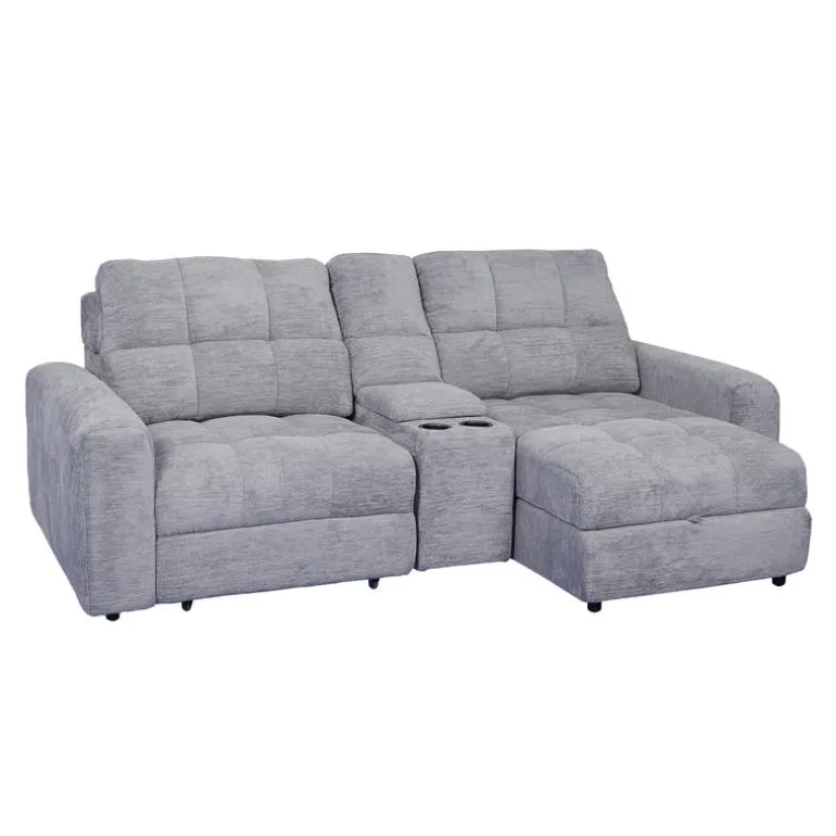 Power Modular Loveseat with Left-Side slider, Right-Side Chaise with Storage, and Console - 3 pcs