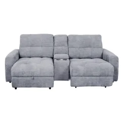 Power Modular Loveseat with Right-Side slider, Left-Side Chaise with Storage, and Console - 3 pcs