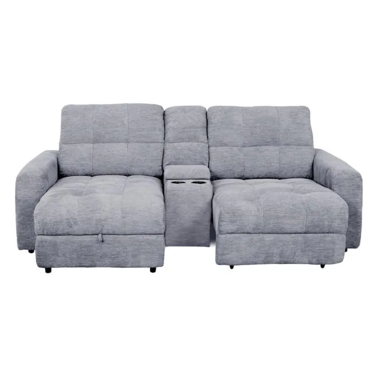Power Modular Loveseat with Right-Side slider, Left-Side Chaise with Storage, and Console - 3 pcs