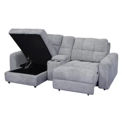 Power Modular Loveseat with Right-Side slider, Left-Side Chaise with Storage, and Console - 3 pcs